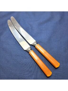 Sheffield Duracut Knives Bakelite Handle Stainless Steel Dinner Knife Lot of 2